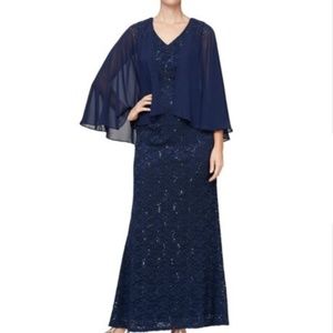 Ignite Evenings Women's Long Sequin Navy Dress Size 14 NWT Style: 9113106